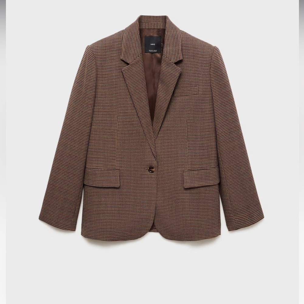 Mango Houndstooth-check jacket XXS Maroon NWT